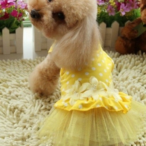 Pet Clothes Puppy Party Apparel Costume - Dog Cat Dot Tutu Dress Flower Lace Dress