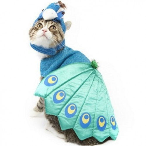 Small Dogs Cats - JinPet Dog Halloween Costume Blue Pet Peacock Hat